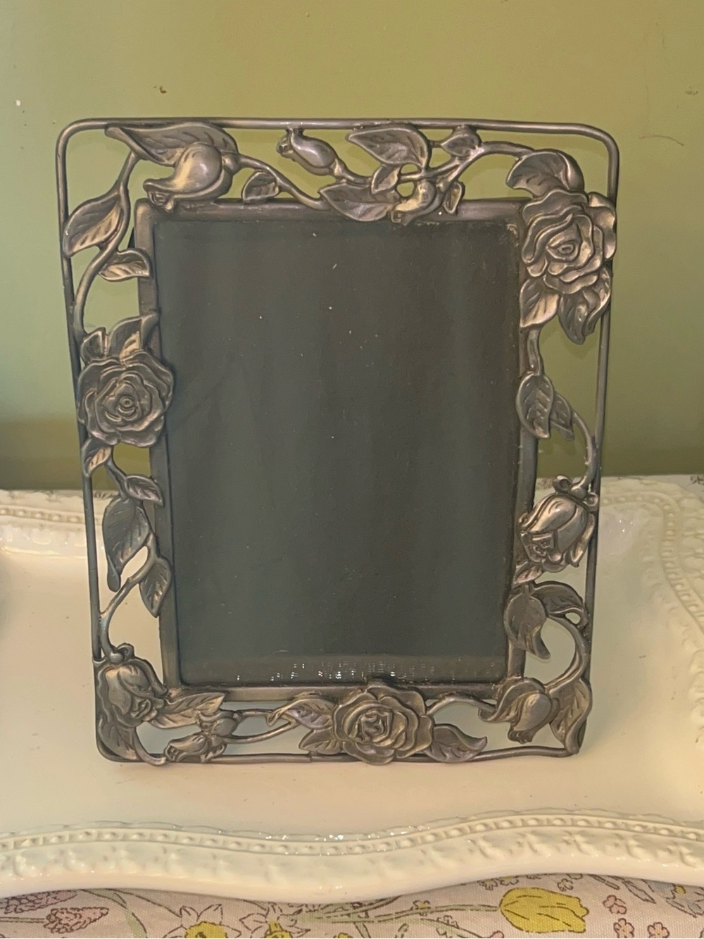 Jennifer Moore Silver Floral Rose Metal Picture Frame